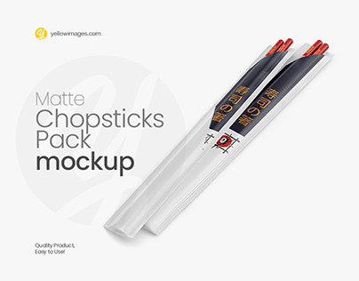 Chopsticks in Matte Pack Mockup - Halfside View