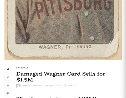 Damaged Wagner Card Sells for $1.5M