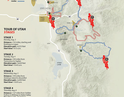 Map for Newspaper (Tour of Utah Cycling Race)