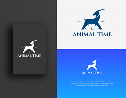 Animal Time logo design. Deer with watch logo. wildlife