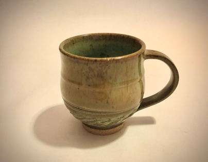 Wheel-thrown Stoneware Mug with Chattering (14oz)