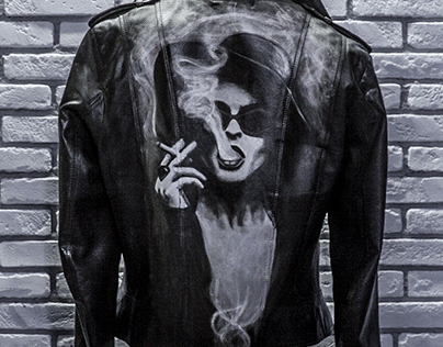 Marla Singer hand painted leather jacket