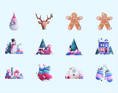 12 Christmas 3D illustrations