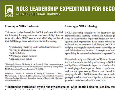 NOLS Professional Training flyer