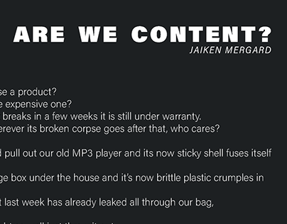 Are We Content - Manifesto