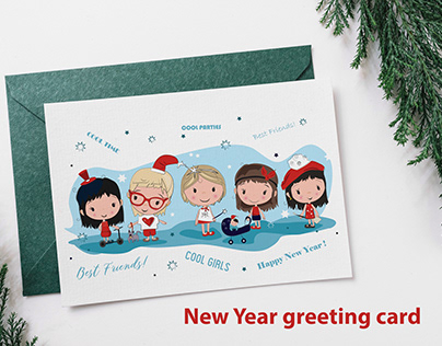 New Year greeting card. Character design