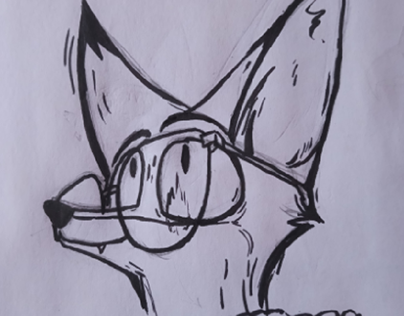 Desenho de uma raposa em Papel