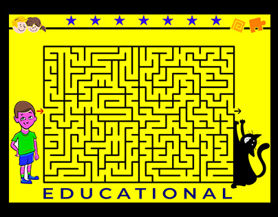 Cartoon Illustration of Educational Maze. activity book