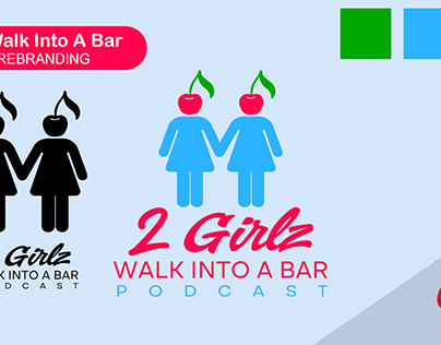 2 Girlz Walk Into A Bar Logo Branding