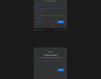 Google Sign in Dark theme webpage