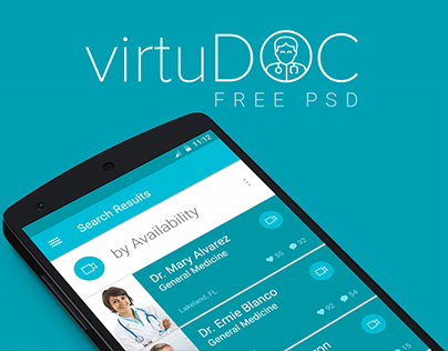 virtuDOC - Telehealth App Design Concept - Free PSD