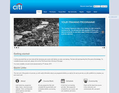 Graduate learning website for Citi Bank