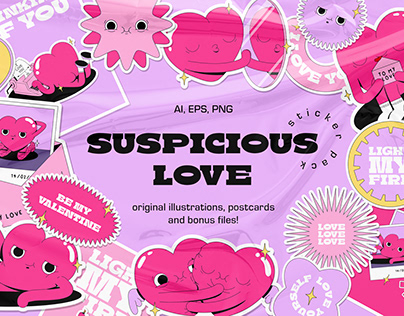 Suspicious Love - illustrations set