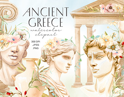 Ancient Greece Watercolor Clipart