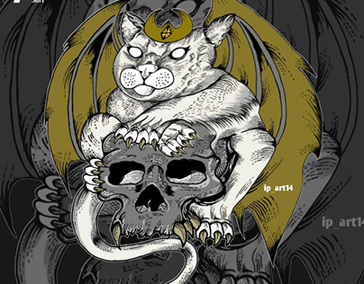 Devil cat illustration