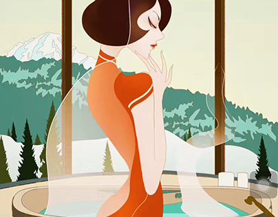 Chinese,beauty,charactor,illustration,chi-pao，woman