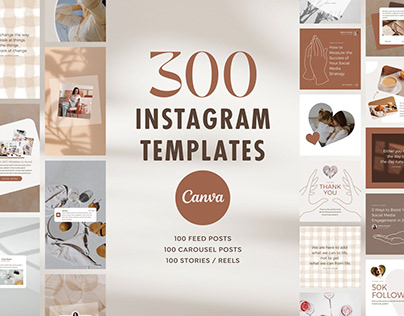 300 Instagram Templates Canva - Post Story Reel Cover