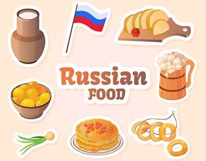 Set of illustrations "Russian food"