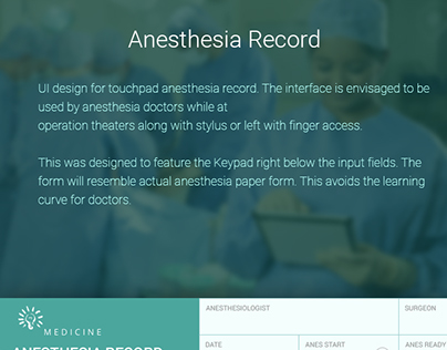 Anesthesia Record - Tablet UI