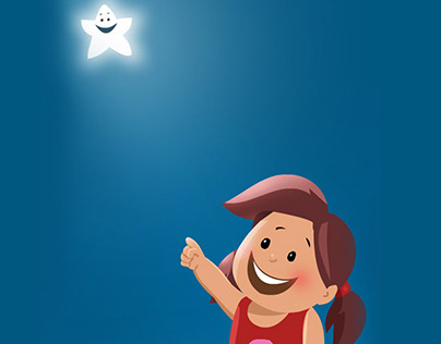 Girl pointing at star..