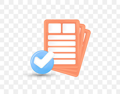 Isolated 3D Approved Document Paper Icon.
