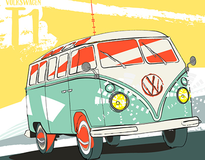 Volkswagen T1 - Vintage illustration
