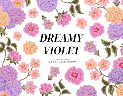 DREAMY VIOLET - Flower Clip Art Illustrations