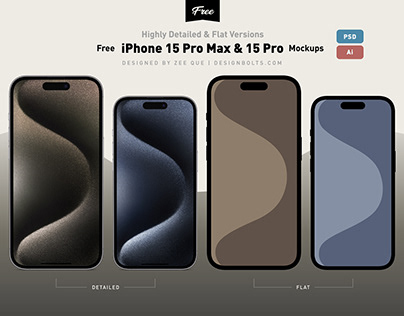 Free iPhone 15 Pro Max / 15 Pro PSD & Vector Ai Mockups