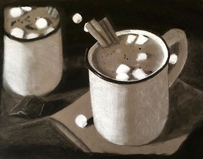 Charcoal Drawing of Hot Cocoa