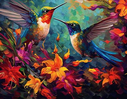 Colorful humming-birds