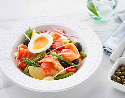 Delicious salad a-la Nicoise with salmon