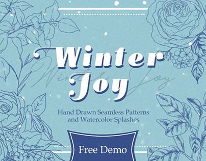 Winter Joy Hand Drawn Flowers - with freebies!