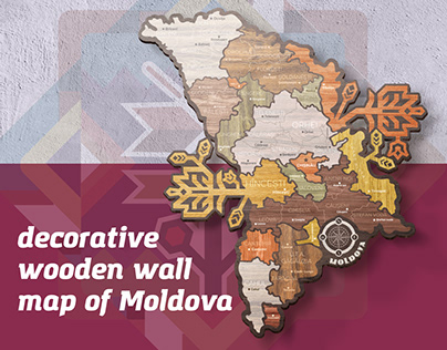 Decorative wooden wall map of Moldova