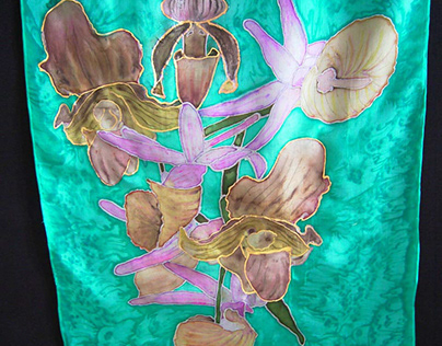 Echarpe "Orchidées
