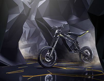 Electric bike in an abstract canyon