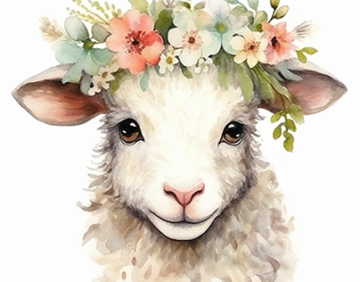 Easter baby lamb with florals
