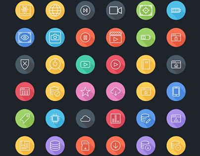 iOS9 Icons: Multimedia - Technology FlatLineIcons.com
