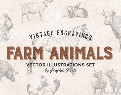 Farm Animals - Vintage Engraving Illustrations Set