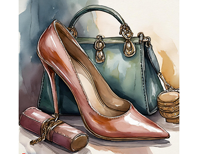 Ilustración Zapato y Bolso de Moda II