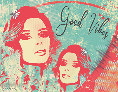 good vibes - digital art, popart, poster, collage