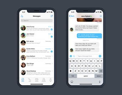 iOS iPhone X - Chat Dashboard & Chat View