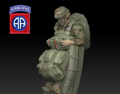 US Army Paratrooper - 3d model