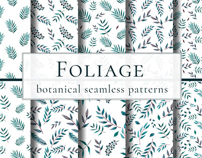 Foliage watercolor seamless patterns