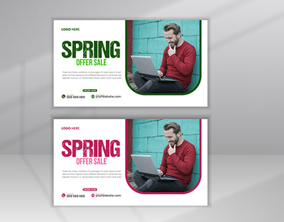Discount Offer Spring Web Banner Design Template