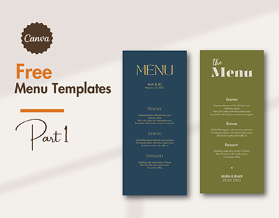 Free Restaurant/Wedding Food Menu Card Templates Design