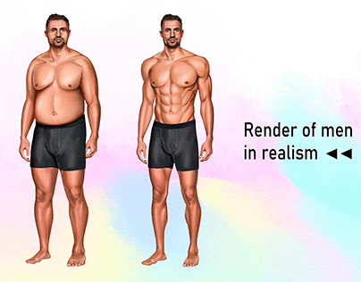 Render of men in realism