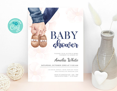 Simple Minimal Baby Shoes Baby Shower Invitation Care