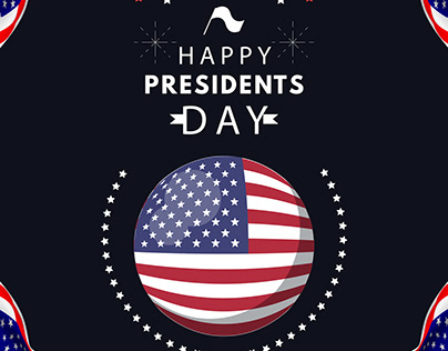 American World And Flag Presidents' Day Text Over Art