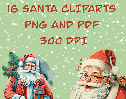 16 Watercolor Vector Santa Claus Cliparts