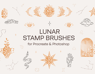 Lunar Stamp Brushes for Procreate & Photoshop